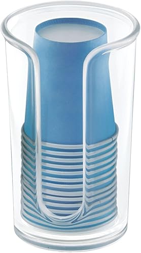Miniatura 7 de mDesign - Dispensador de tazas de papel desechables compacto y pequeños de plástico soporte de almacenamiento para enjuagar tazas en encimeras de