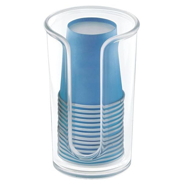 mDesign Small Plastic Paper Cup Dispenser - Compact Storage Holder for Mouthwash Cups on Bathroom Vanity Countertops 3