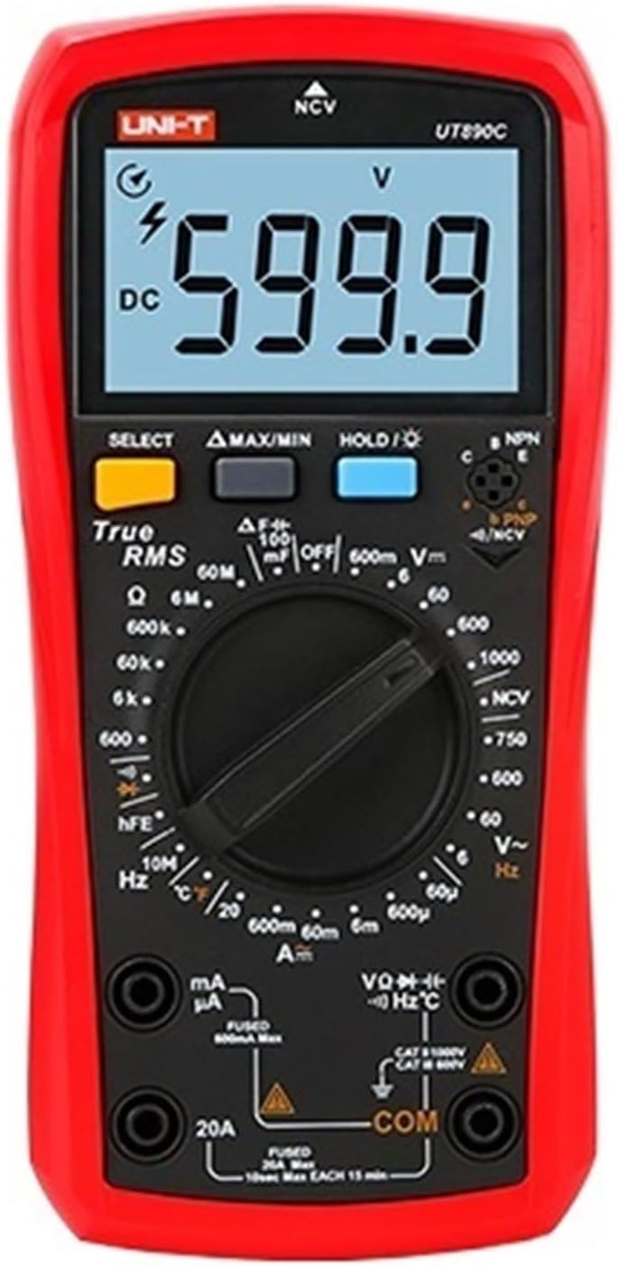 Digital Multimeter True RMS UT890C UT890D+ Manual Range AC DC Frequency Capacitance Temperature Tester Backlight(UT890C)