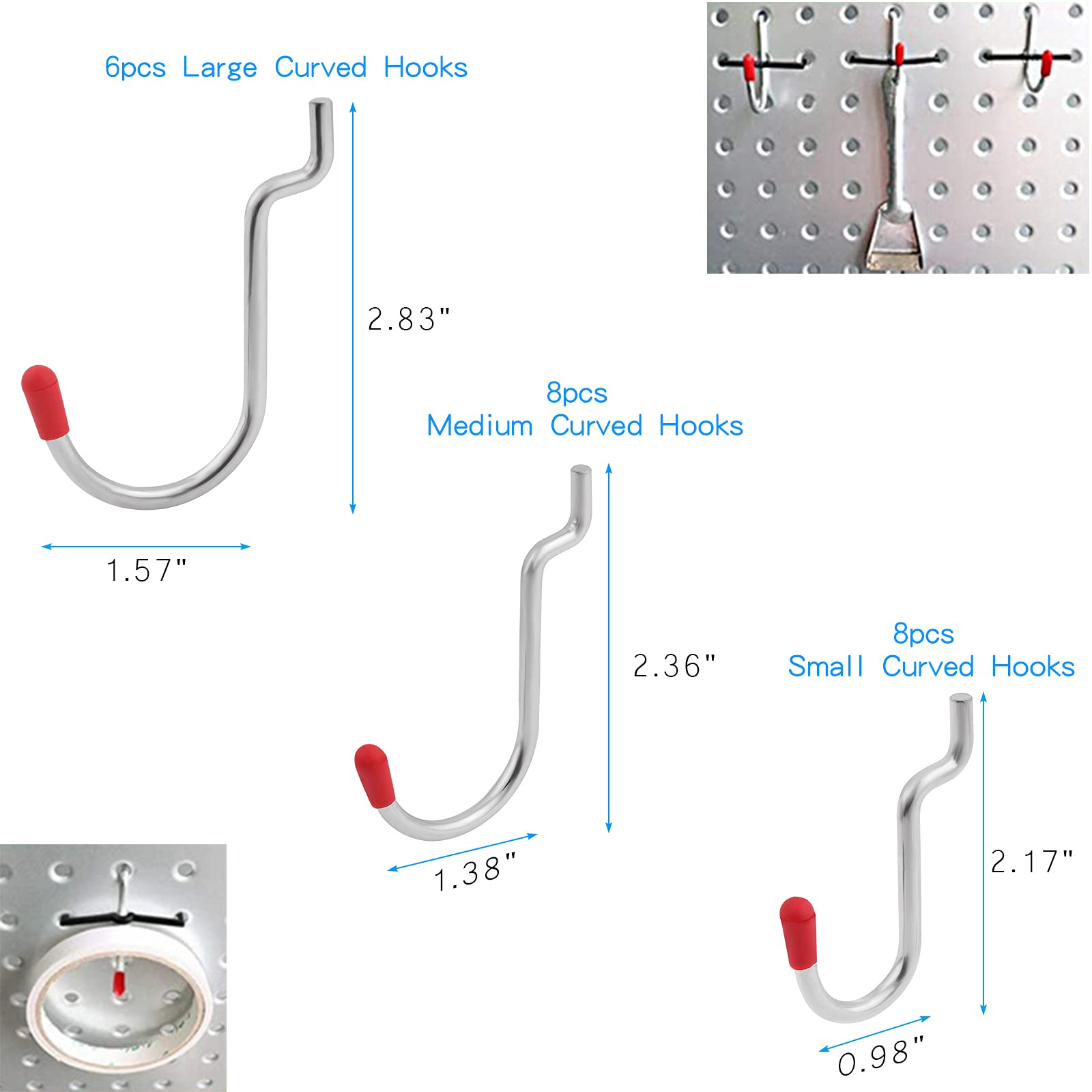 138 Pezzi Assortimento di Ganci per Pannello Forato, Kit Organizer per Accessori, Serrature per Pioli, Attacco per Organizzare Vari Strumenti