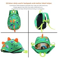Vista 4 de DB Mochila de dinosaurio para niños pequeños con correa, bolsa de arnés para bebés para niños (verde)