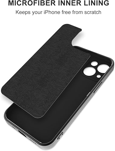 Miniatura 5 de DREOLA Funda para iPhone 13 con soporte de anillo soporte de anillo giratorio de 360 con soporte magnético forro de microfibra suave Fundas delgadas