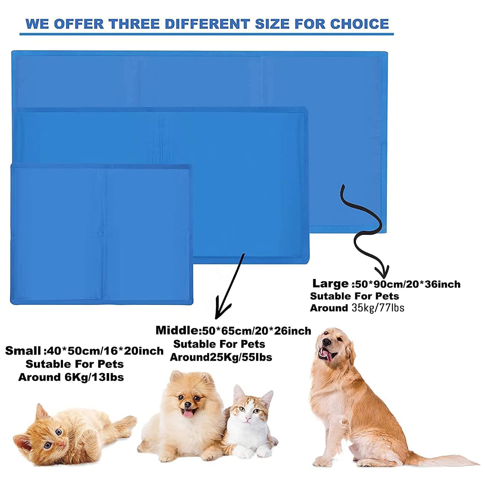 Cama para Mascotas, Almohadilla de enfriamiento automático, no tóxica, Manta Cama(50x40cm)