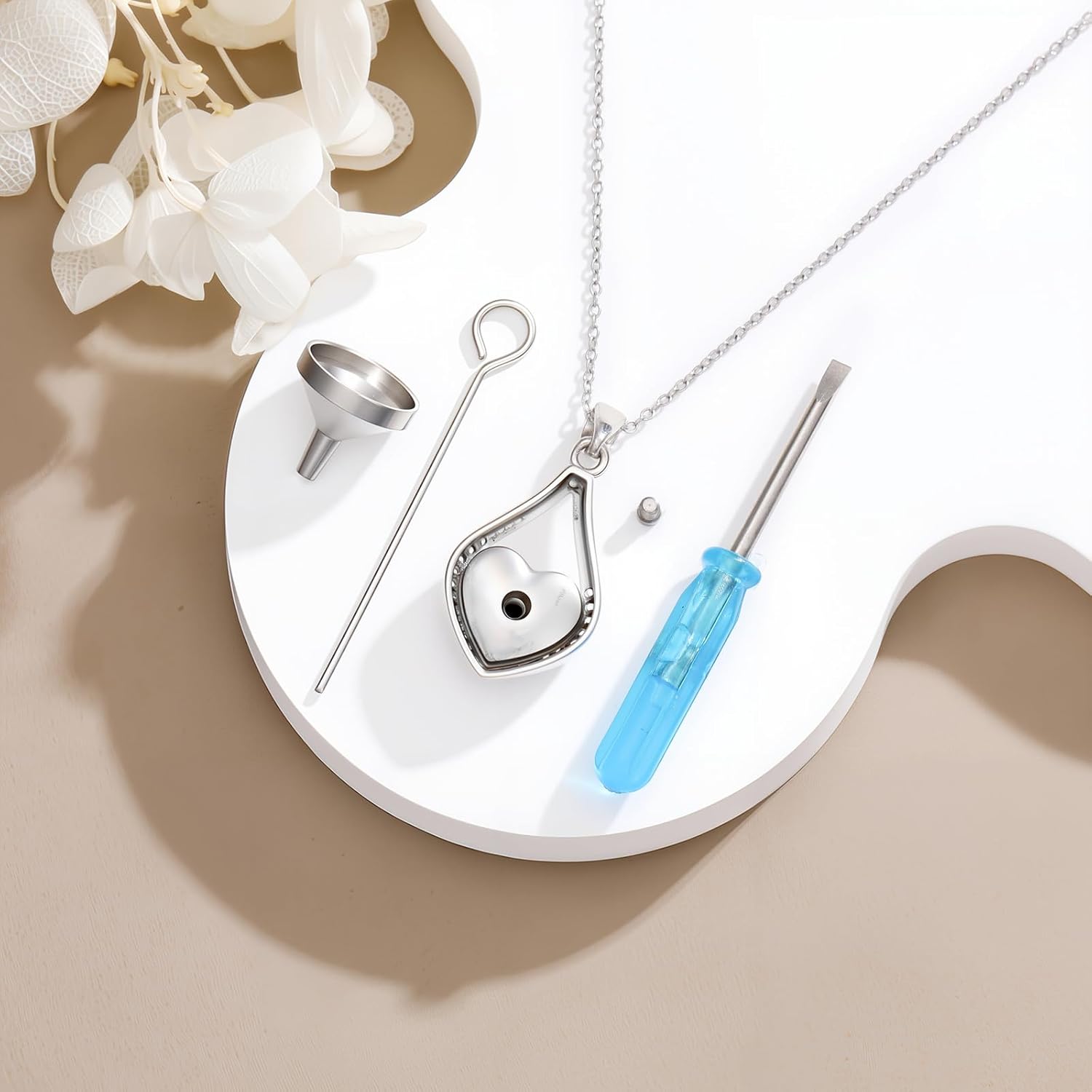 925 Sterling Silver Teardrop Urn Necklace for Ashes, Heart Shape Memorial Keepsake Pendant CZ Cremation Jewelry Gift for Ashes for Women Her Wife Mom Sister Friends 18+2" - Image 3