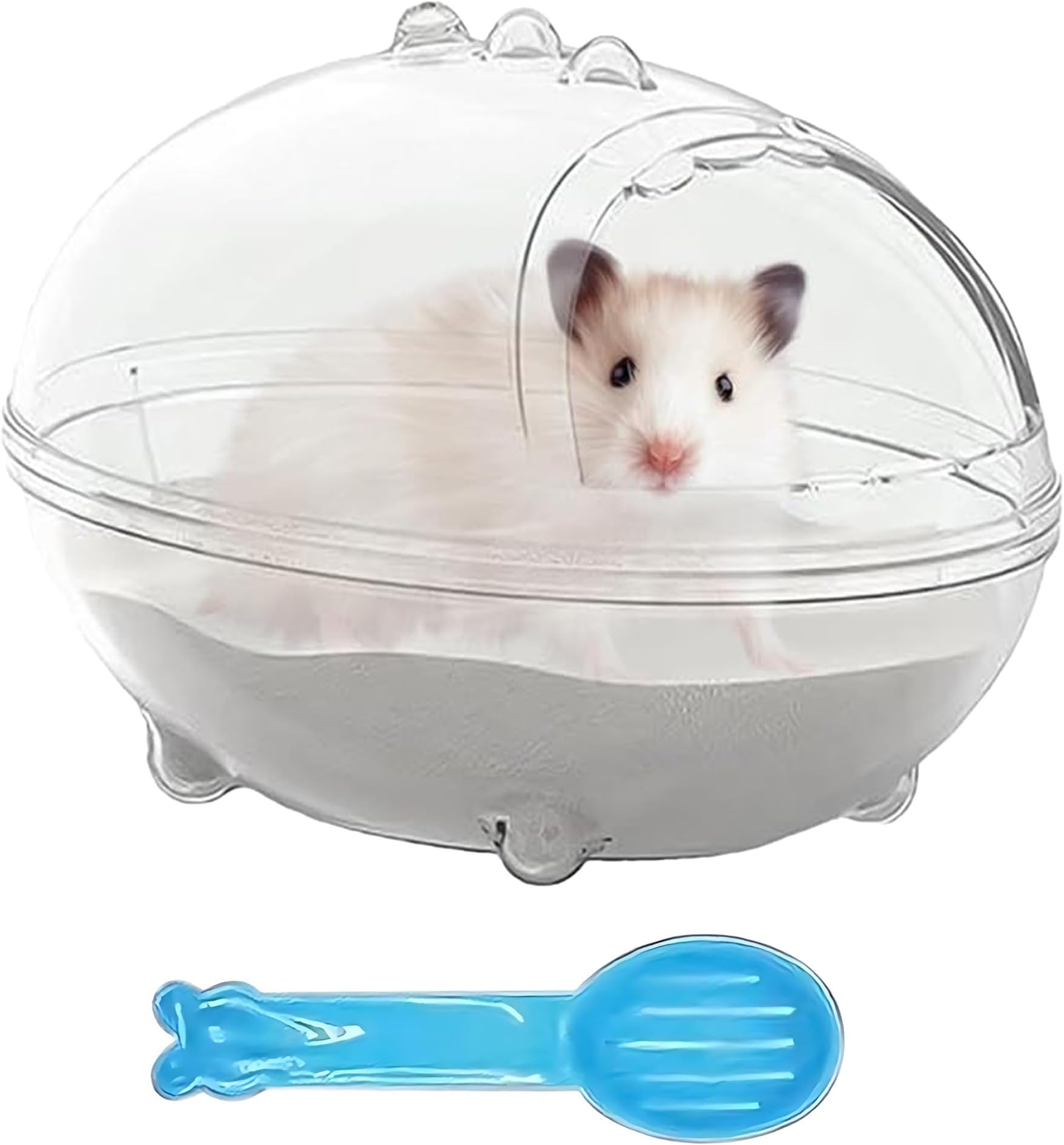 NeoStyle Hamster Sand Bathtub, Cute Clear Hamster Toilet Bathtub, Critter Habitat Decoration, Dwarf Critter Sandbox Dust Bathtub, Critter Bathroom Hamster Cage Accessories (white ears)
