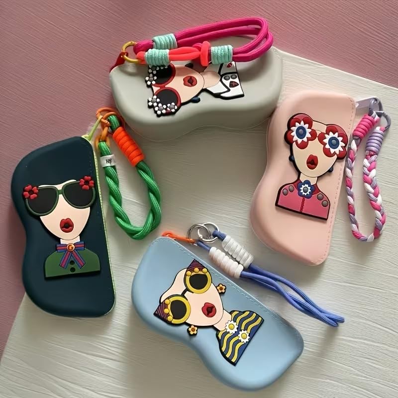 AARUX Cute Silicone Sunglass Case with Zipper & Wrist Strap – Soft Protective Glasses Holder for Women, Men & Kids | Shockproof, Waterproof Eyeglass Pouch with Cleaning Cloth | Travel & Everyday Use - Image 7 thumbnail