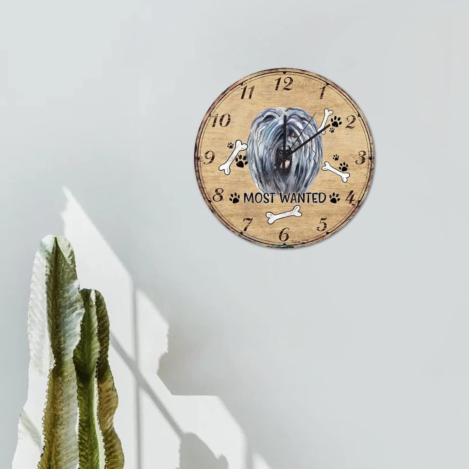 Cute Pet Dog Paw Wall Clock 12in Dog Lovers Gift Wood Wall Clock Silent Non Ticking Battery Operated Motivational Wall Art Old World Look Decor for Bedroom Condo Travel Trailer Man Cave Countryside image 5