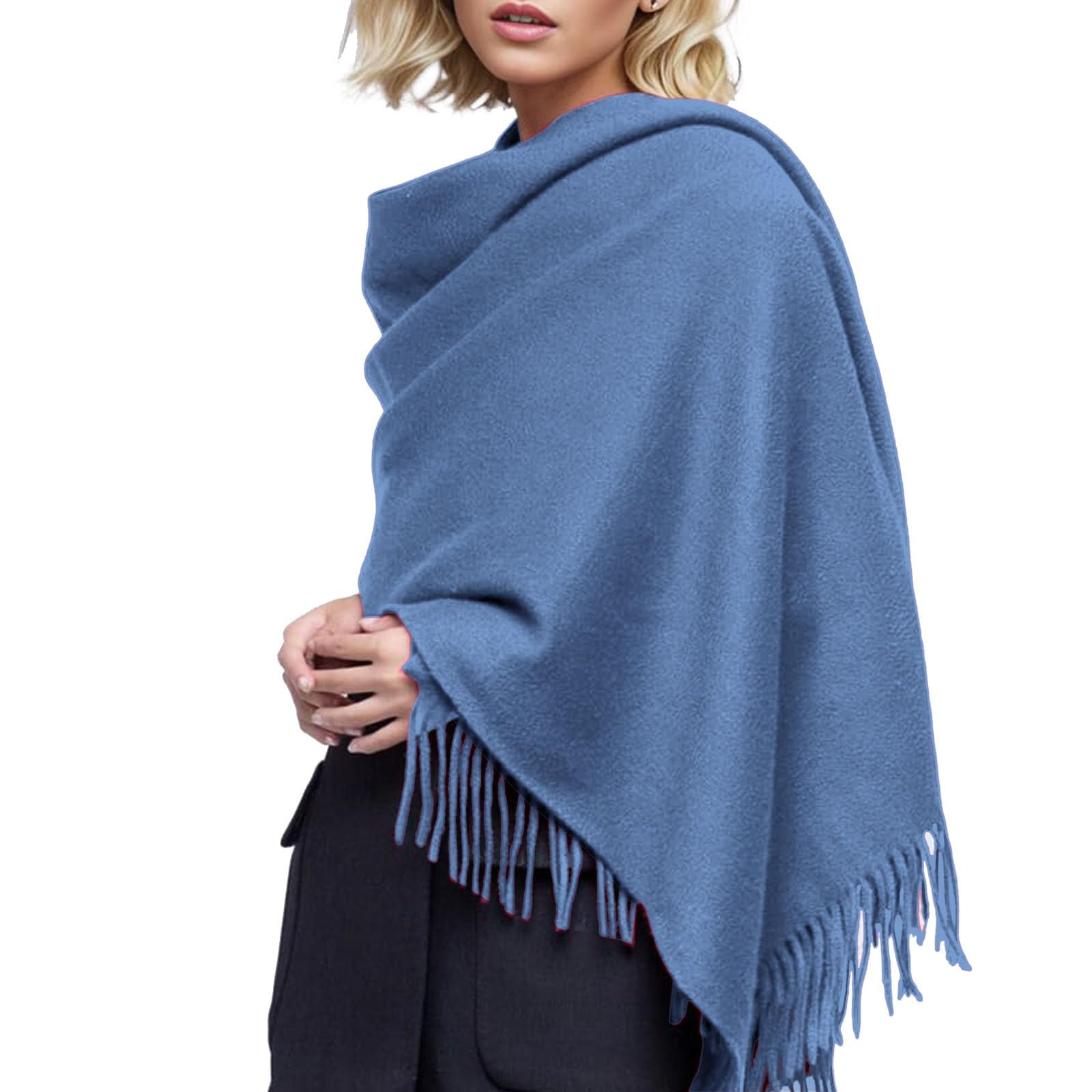 Écharpe en laine pour femme 203,2 x 68,6 cm écharpe femme coffret cadeau foulards et mouchoirs pashmina écharpe oversize hiver écharpe triangulaire femme jaune, bleu, Taille unique