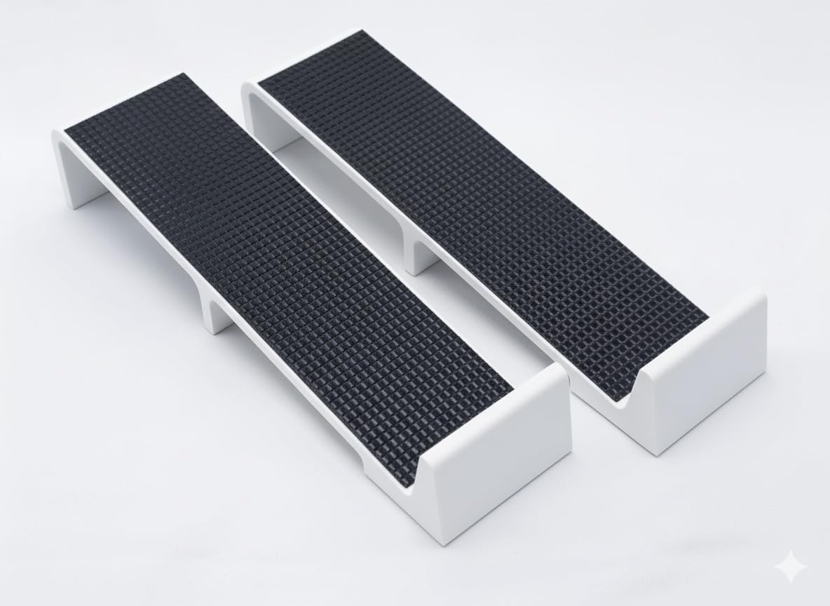 Ergonomic Sewing Machine Tilt Stand – Heavy-Duty Non-Slip Riser Platforms for Janome, Singer, Brother & More | Angled Prop Table for Comfort, Neck & Back Relief, Durable 40lb Capacity – 2 Pack (White)