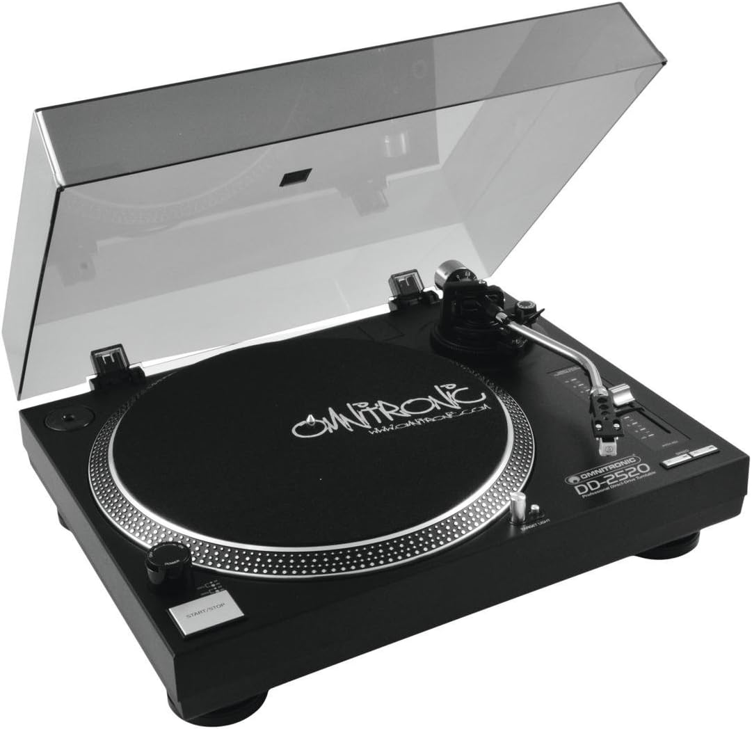 Omnitronic DD-2520 USB Turntable SW Direct Driven DJ Turntable with Phono/Line Switch, Digitise Your Old Vinyl Treasures in a few simple steps.