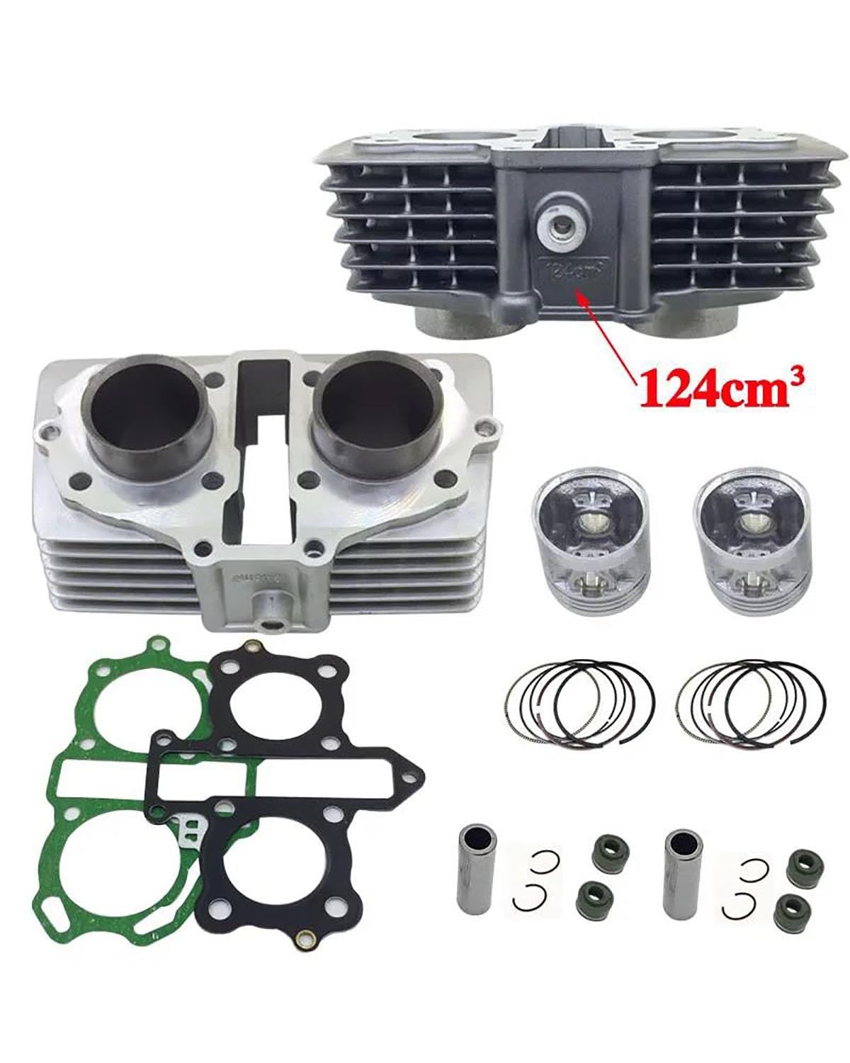 Kit D'Anneau Piston Kit Cylindre Moto Pour CB125 TWIN CM125 125cc, Mise À Niveau CBT150 150cc | Kit cylindre de moto CA125 CBT125 247FMJ CB125T, 44mm/47mm, broche 13mm(CBT150 silver 47mm)
