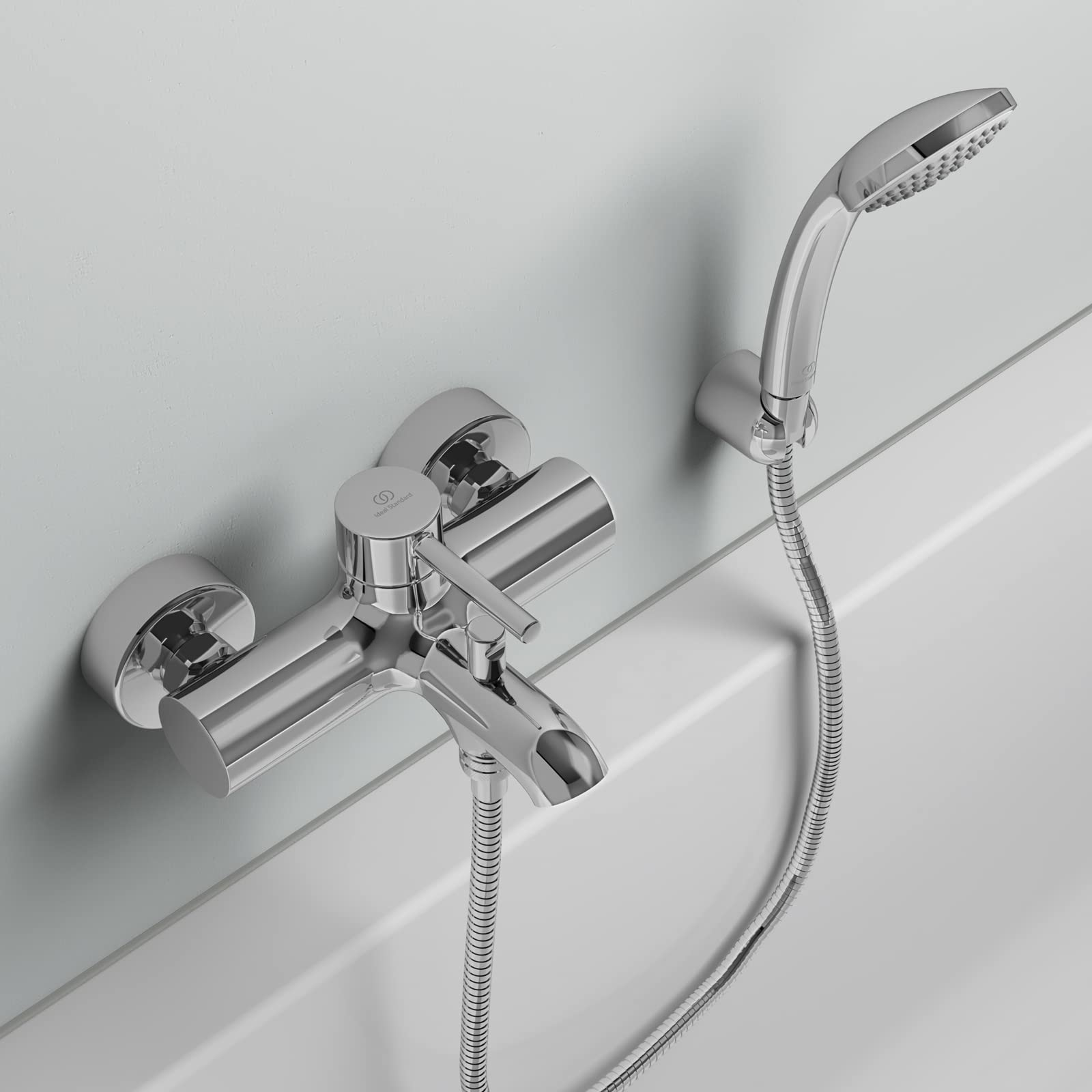 Ideal Standard BC199AA Ceraline Badearmatur zur Wandmontage – Einhebel-Badearmatur Aufputz DN 15 Ausladung 168 mm in Chrom