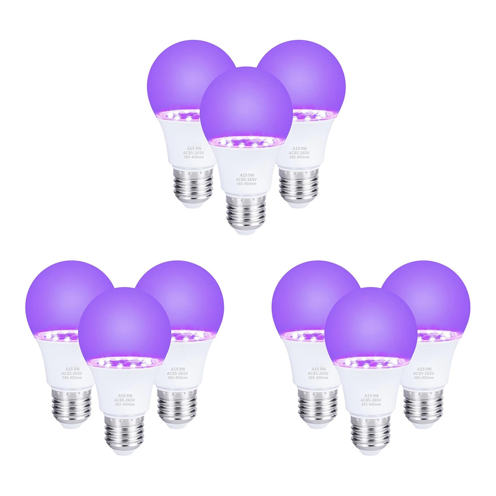Lot de 9 ampoules UV fluorescentes de 10 W - Détection - Lumière noire - Bleu - E26 - 110 V - 220 V - Pour décoration de DJ