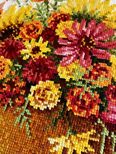 Image of RIOLIS - Autumn Flowers 1973, Floral Cross Stitch Kits 11 inchx9, Cross Stitch Kits for Beginners & Advanced, Crossstitching Kit Adult, Flowers Embroidery Kit