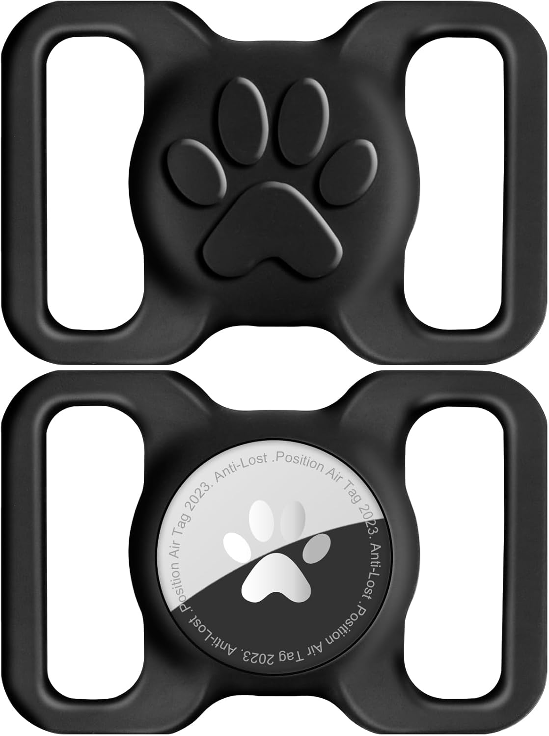 Joytale 2 Pack Airtag Dog Collar Holder, Elastic Silicone Air Tag Holder for Large