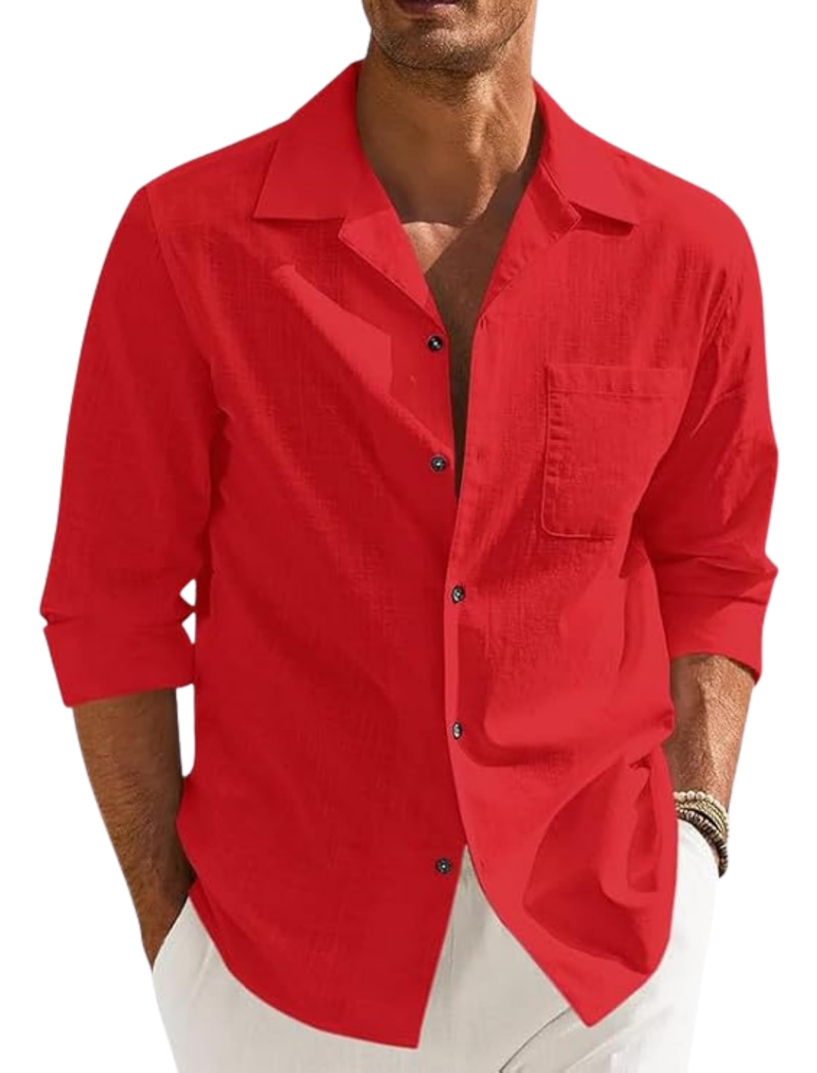 Combo of Men’s Casual Cotton Blend Shirt || Long Sleeve Button Down with Spread Collar | Lightweight Breathable Fabric | Stylish Solid Shirt for Beach, Office & Everyday Wear Pack of 2-picture-48