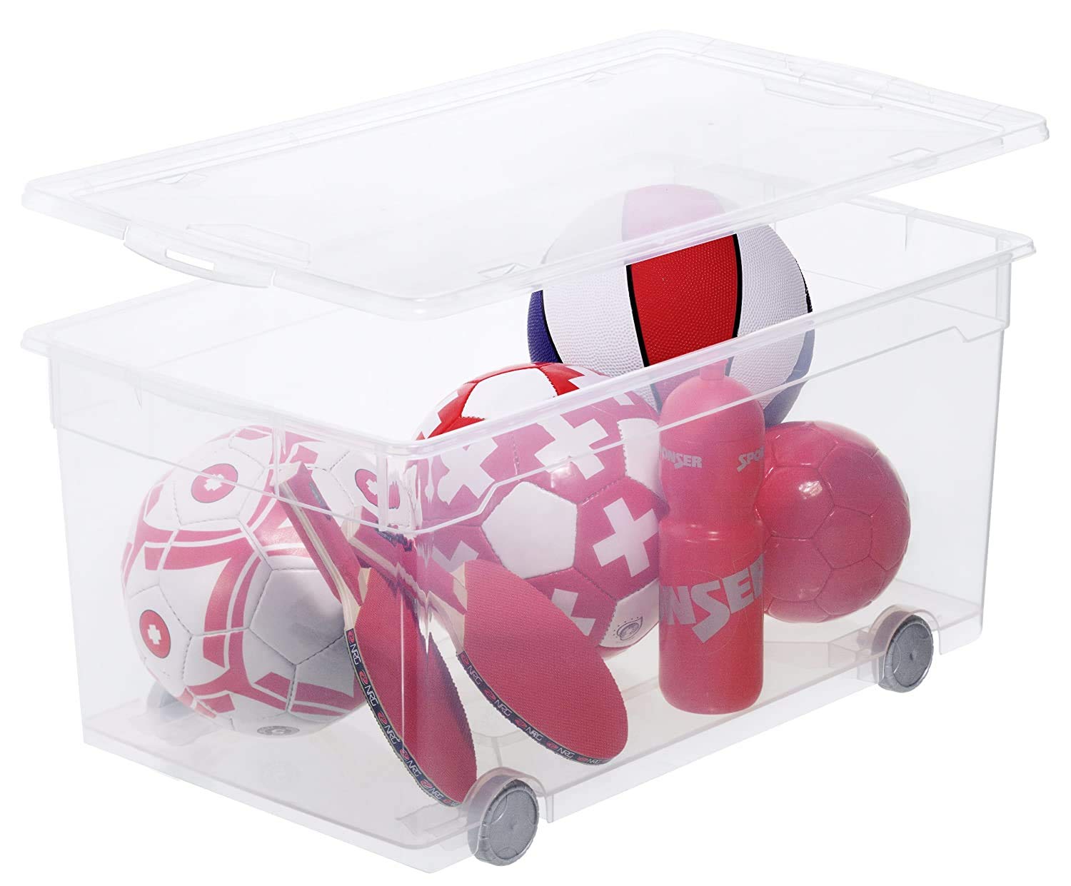 Rotho, przezroczyste, pudełko do przechowywania 63 l z pokrywką, tworzywo sztuczne (PP) bez BPA, przezroczyste, 63 l (71,5 x 40,0 x 33,5 cm)
