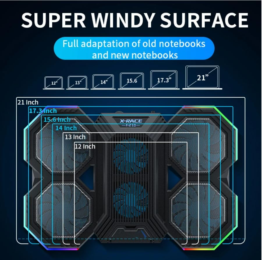 Base Cooler para Laptop RGB con 6 Ventiladores Silenciosos miniatura 4
