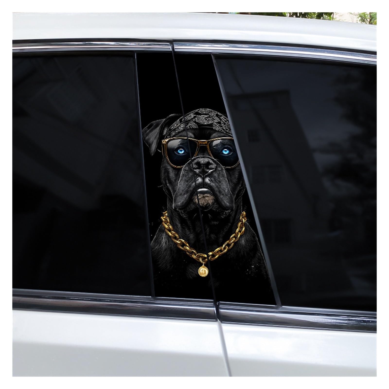 2-Pack Cartoon Dog Car B-Pillar Stickers, Waterproof Vinyl Decals for Vehicle Window Pillars, Universal Exterior Auto Decorations(C-Style-3)