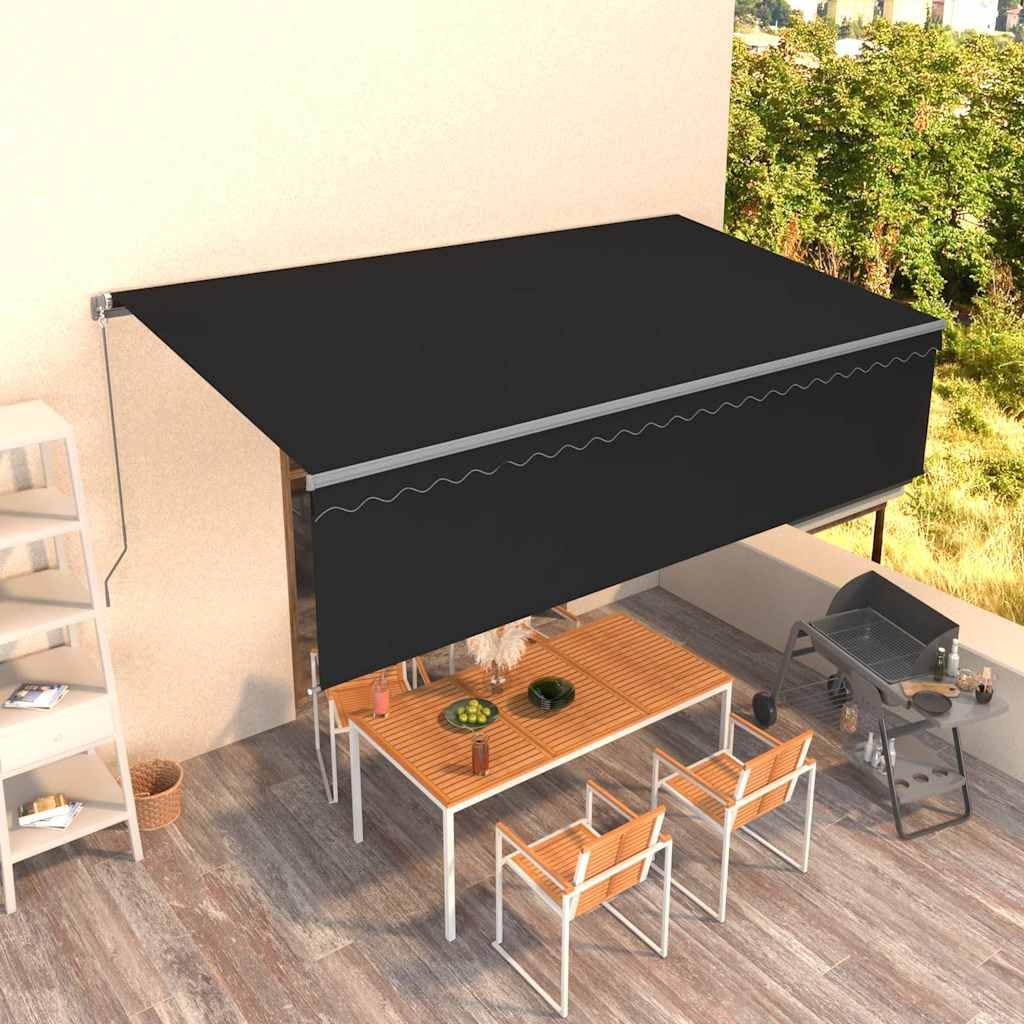 Auvent rétractable manuel avec store 5x3 m Anthracite