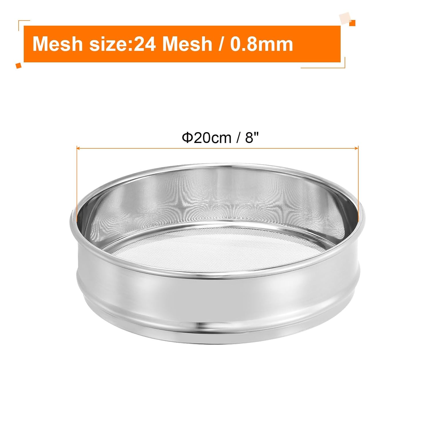 PATIKIL 24 Mesh Lab Sieve, 8" Diameter Test Sieve 304 Stainless Steel Wire Cloth (0.8mm) for Industrial Laboratory