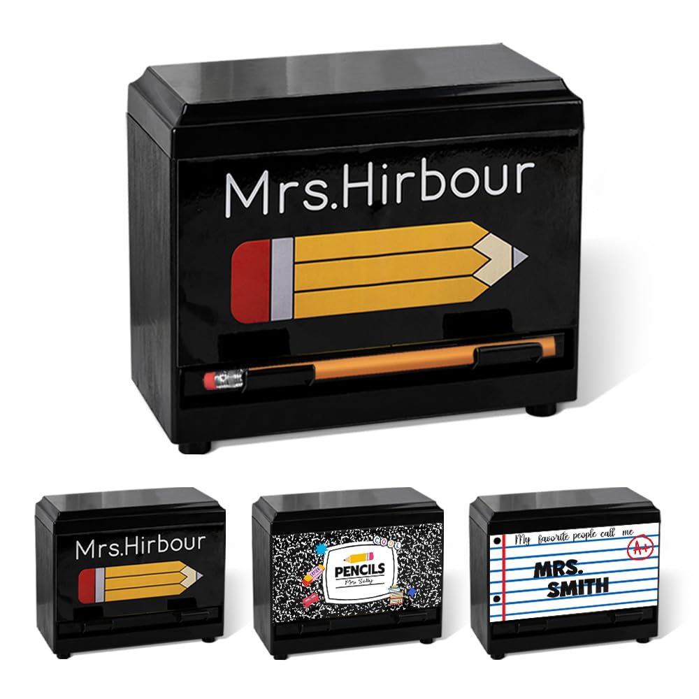 idooodle Personalized Pencil Dispenser for Classroom Custom Name Pen Holder for Teacher 3 Styles Teacher's Day Gifts