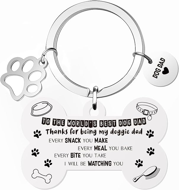 Dog Dad Gifts Keyring, Funny Father's Day Gifts Cards from The Dog, Best Dog Dad Father Gifts to Dad, Dog Lover Dog Owner Gifts for Men, Dog Daddy Birthday Presents and Gift Fathers Day Christmas