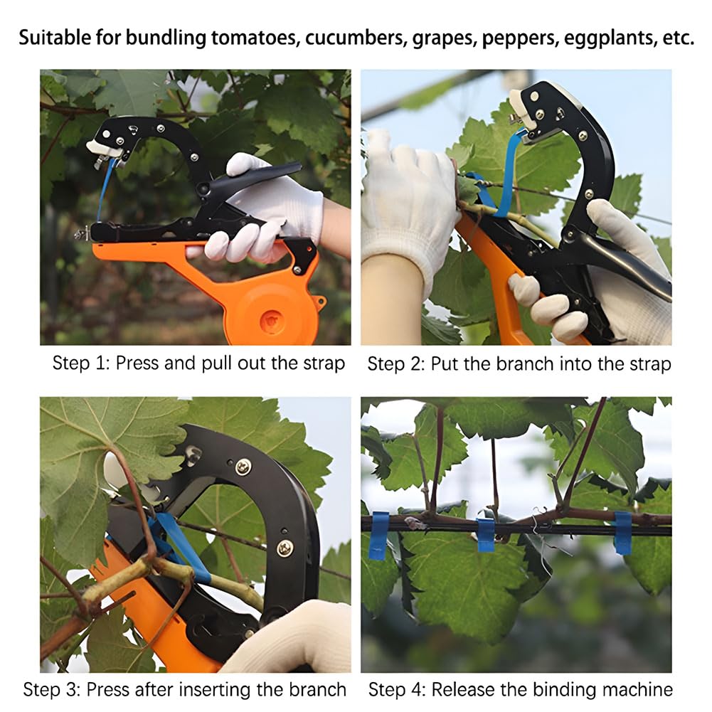 Máquina de atar de jardín inalámbrica, herramienta automática de cinta de encuadernación de vid, nudo rápido 3S para un cuidado y cosecha eficientes de las plantas, ideal para uso en viñedos y