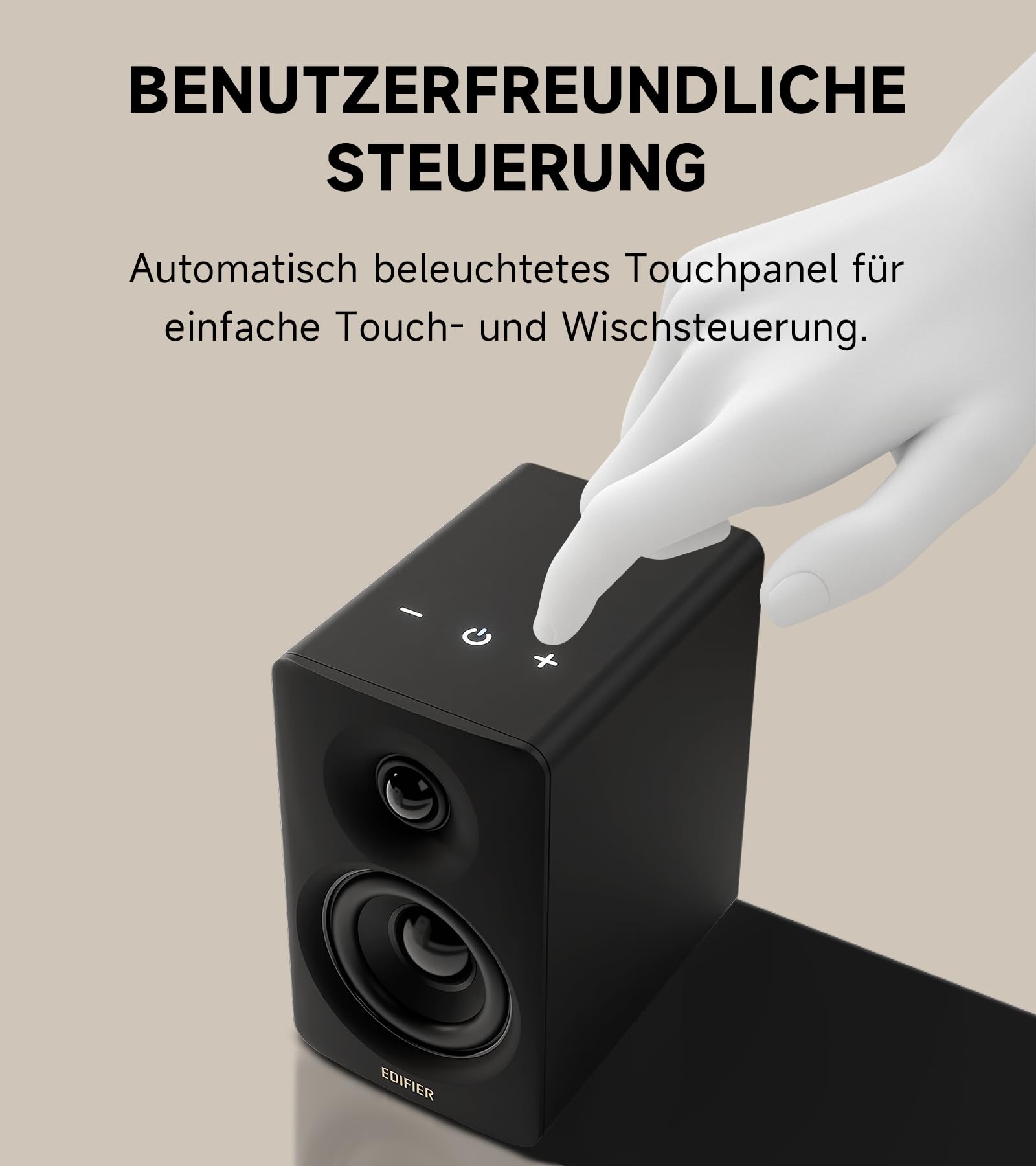 Edifier M60 Multimedia-Lautsprecher Bluetooth 5.3, 66W RMS, Hi-Res Audio & Hi-Res Wireless Audio, LDAC, 3" Mittelbass & 1" Hochtöner, USB-C & Aux-Eingänge, Kompakter Desktop Lautsprecher - Schwarz