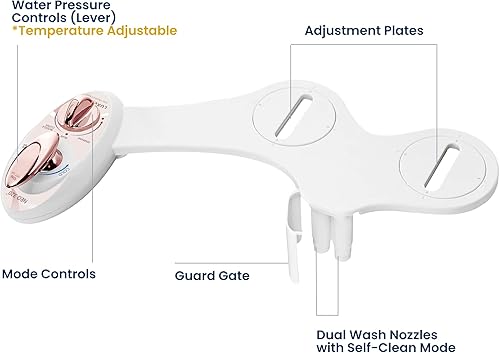 Miniatura 7 de LUXE Bidet NEO 320 - Agua caliente, boquilla doble, autolimpiante, accesorio de bidé no eléctrico para asiento de inodoro, presión de agua