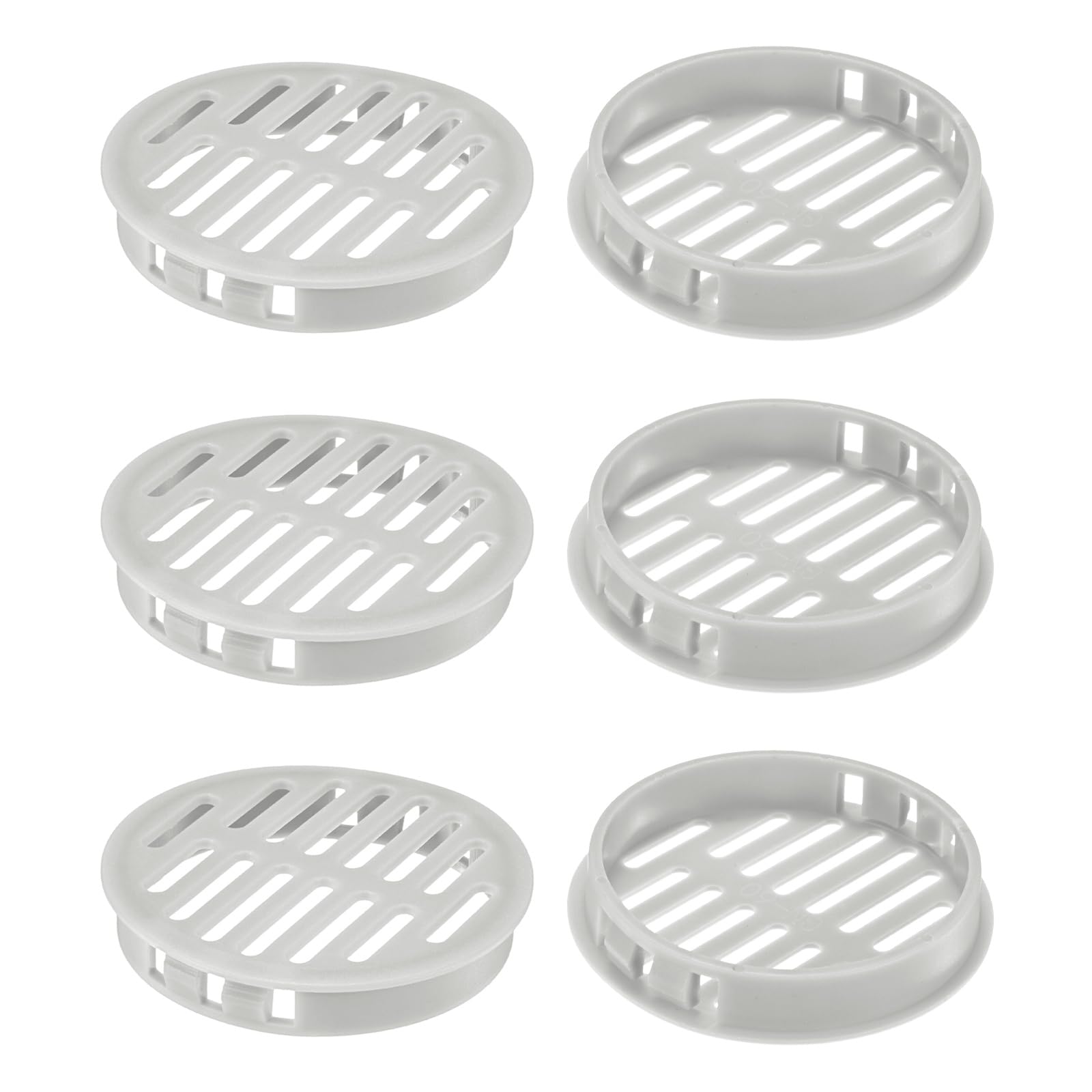 M METERXITY 6-Pack Round Soffit Vents, 60mm/2.36 Inch Plastic Circular Soffit Vent Cover Air Vent Grille Mesh Hole for Bathroom Home/Office/Kitchen/Cabinet/Wardrobe [Gray]