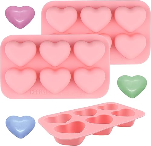 EDUEE Moldes de silicona con forma de corazón, 3 moldes de chocolate con corazón para el día de San Valentín, para cubitos de hielo, resina, jabón,