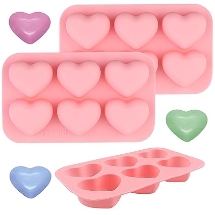 EDUEE Heart Silicone Molds 3pcs Valentine's Day Heart Molds for Chocolate Candy Ice Cube Resin Soap Jelly