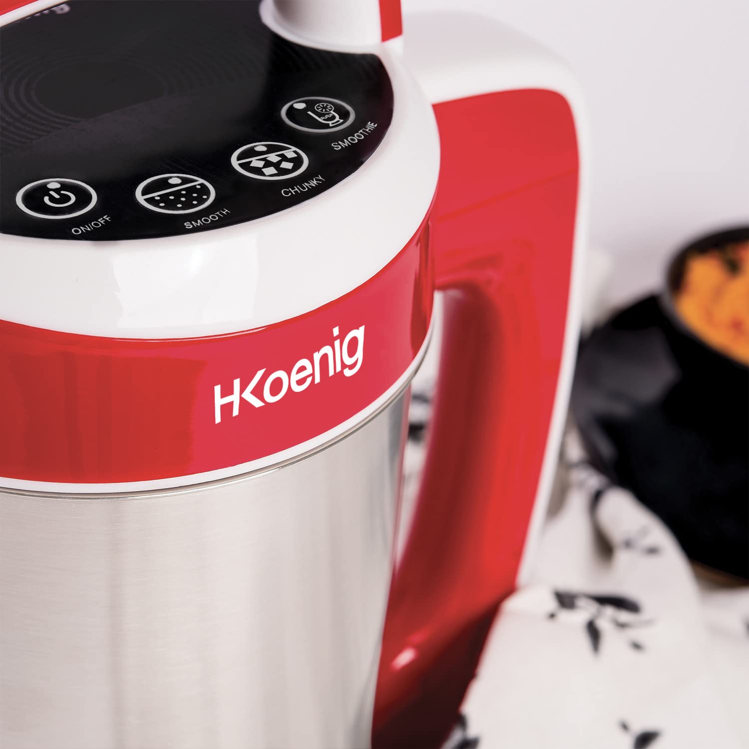 H.Koenig Blender à Soupe Chauffant 1.1L MXC18 Inox, Multifonctions professionnel, Fonction mixage, 2 Programmes de cuisson, 850W
