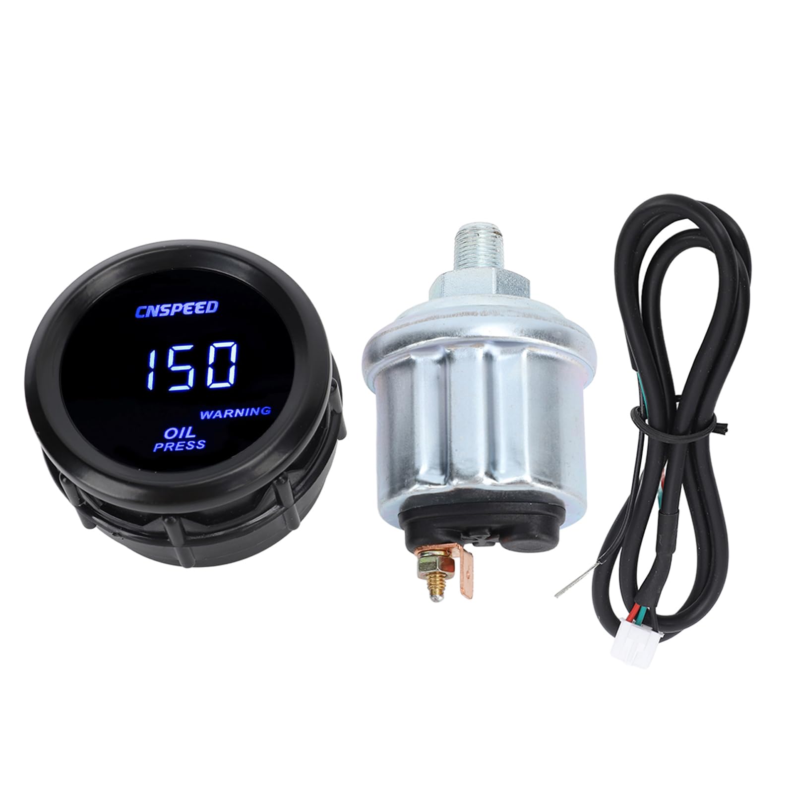 Medidor de Presión de Aceite Electrónico, Medidor de Presión de Aceite Digital de 52 Mm Medidor de Presión de Aceite con Luz Trasera Azul Ajuste Universal para Vehículos de 12 V