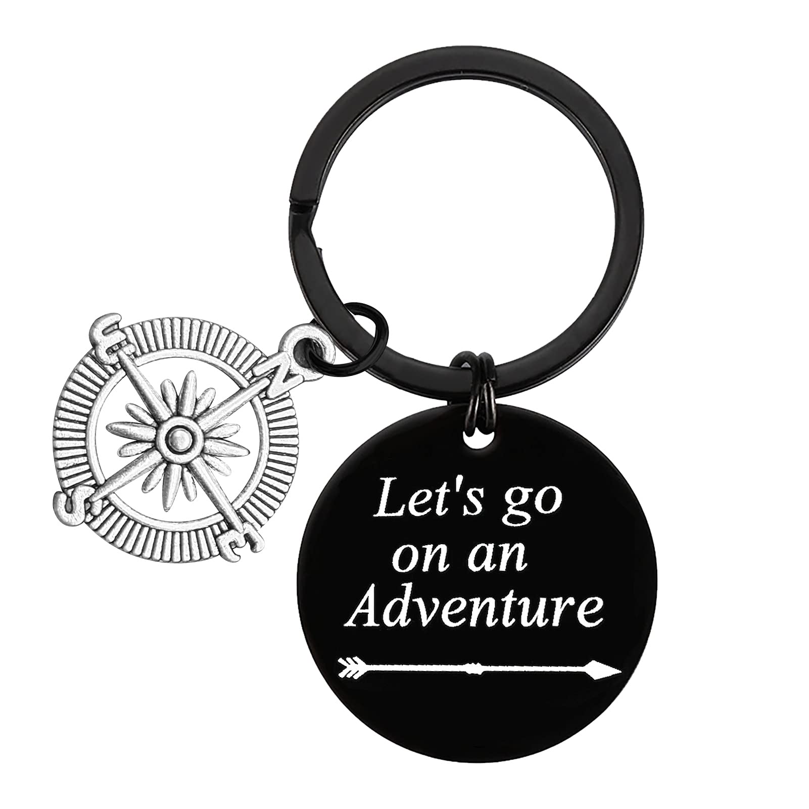 Ximalun Unisex Black Camper Keychain Let's Go On An Adventure Camping Keyring Camper Trailer Vacation Gifts Camper Lover Gifts Outdoor Adventure Traveller Gifts For Men Women