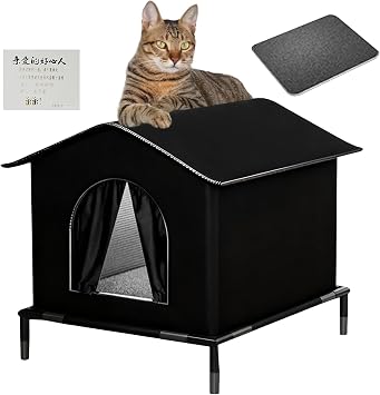 Cat Outdoor Shelter | Insulated Waterproof Nest | Cat House for Outside with Elevated Base | for Kittens Chickens Bunnies Animals Winter Outside Patio Balcony