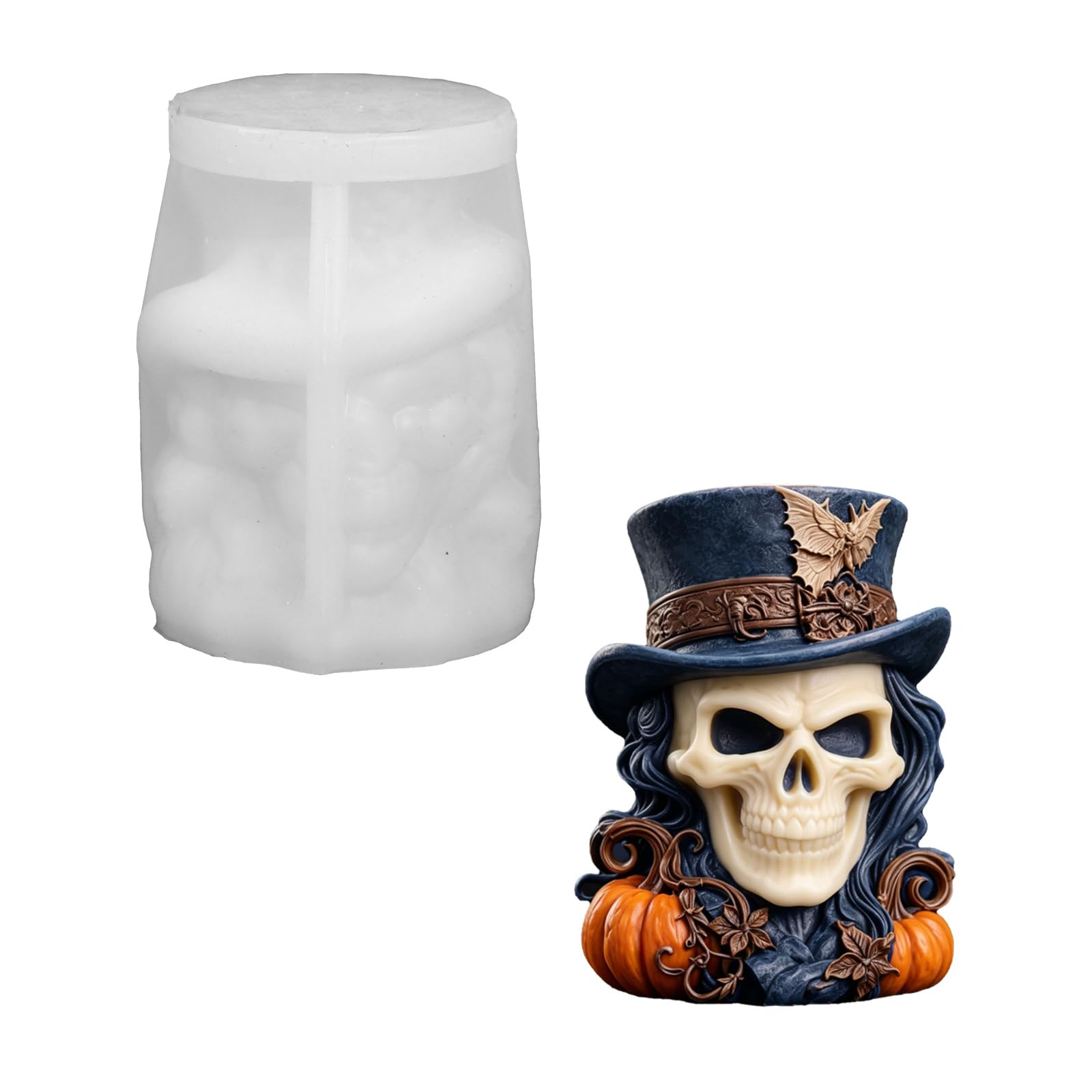 Ljmyy Jeans Hat Skull Silicone Candle for Handmade Candle Making Soap Chocolate Halloween Decoration Gypsum Figurine