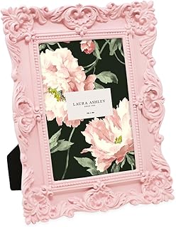 Laura Ashley 4x6 Pink Ornate Textured Hand-Crafted Resin Picture Frame w...