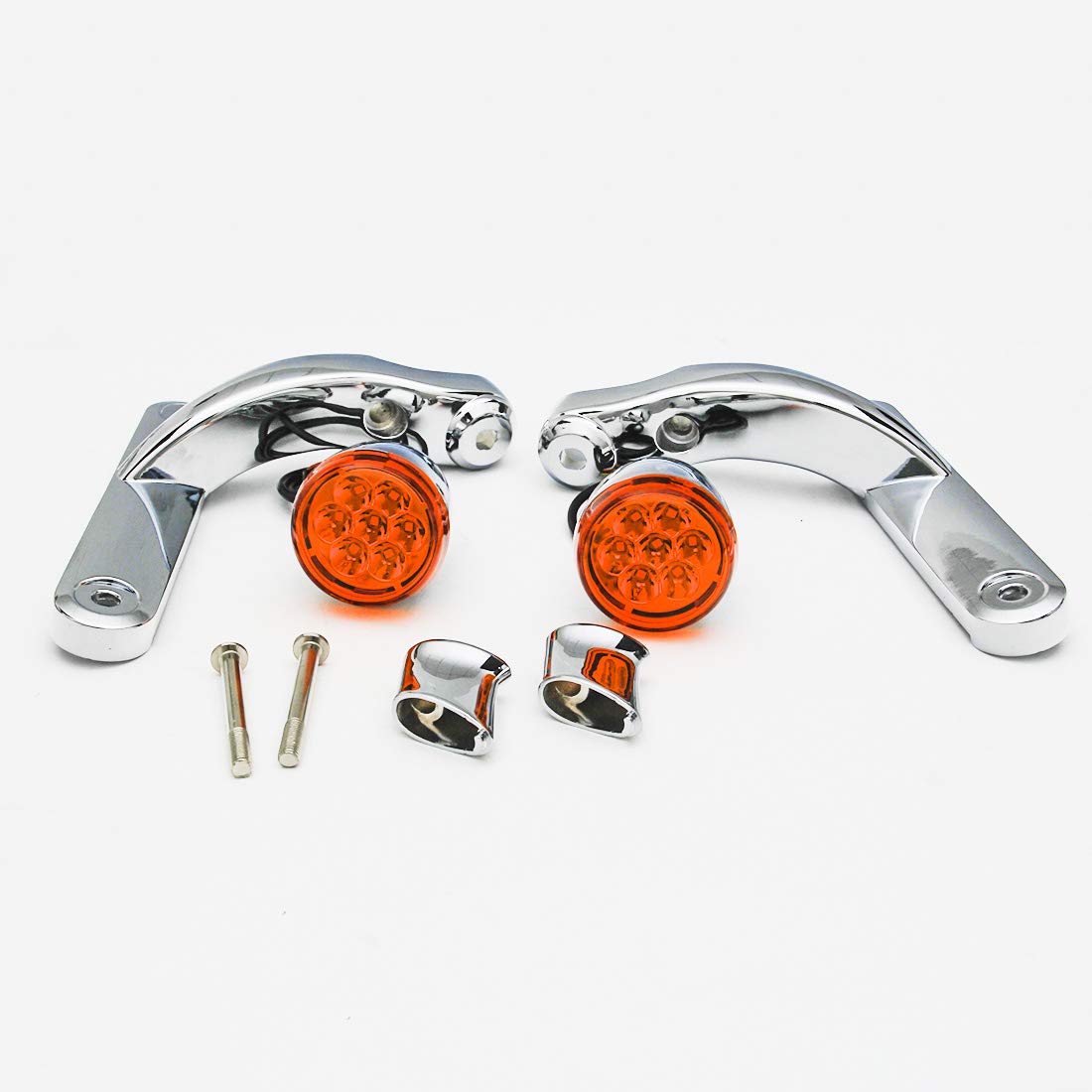 Accessoires de moto 4,5" - Spot auxiliaire - Phare antibrouillard DRL - Boîtier de jeu - Seau avec lampe clignotante et support d'éclairage - Pour touring Street Glide Trike (Chrome)