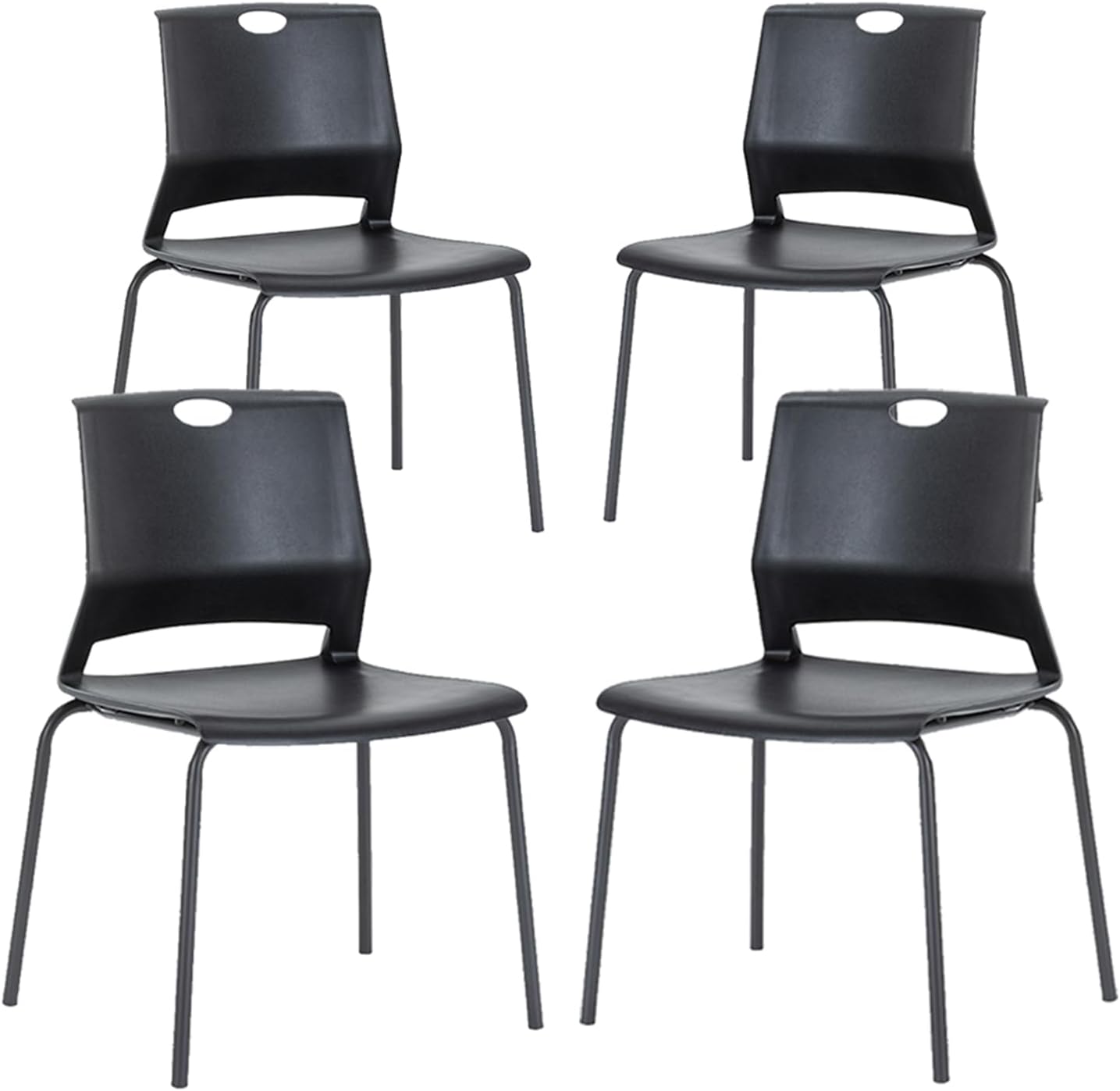 Black Stackable Chairs Set of 4, Modern Office Guest Philippines | Ubuy