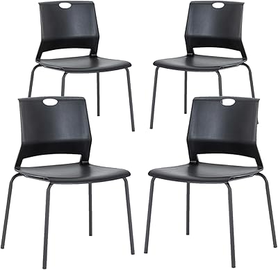 Black Stackable Chairs Set of 4, Modern Office Guest Philippines | Ubuy