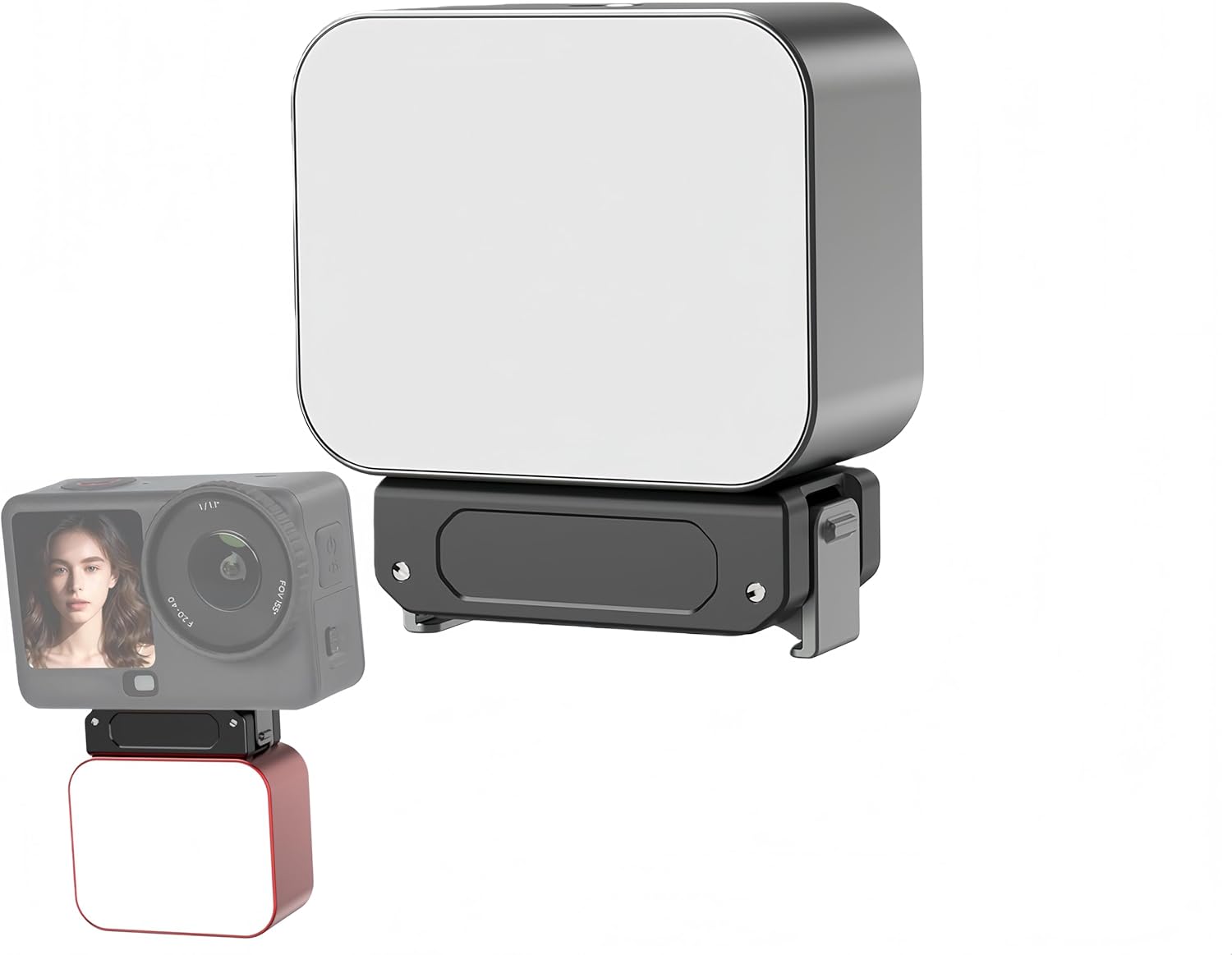 Mini Magnetic LED Light Compatible with Action 6 – Aluminum Body, 5-Hour Battery Life, 3 Color Temperatures & 5 Brightness Levels for Vlogging (Rose Gold(Action6))