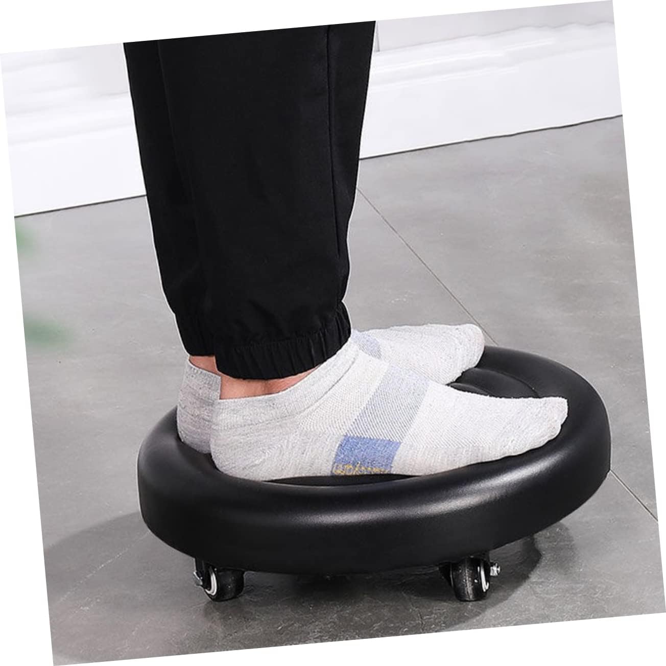 jojofuny Folding Stool Wheels Multi-Function Step Stool Wide Base for Home Bathroom Easy to Move