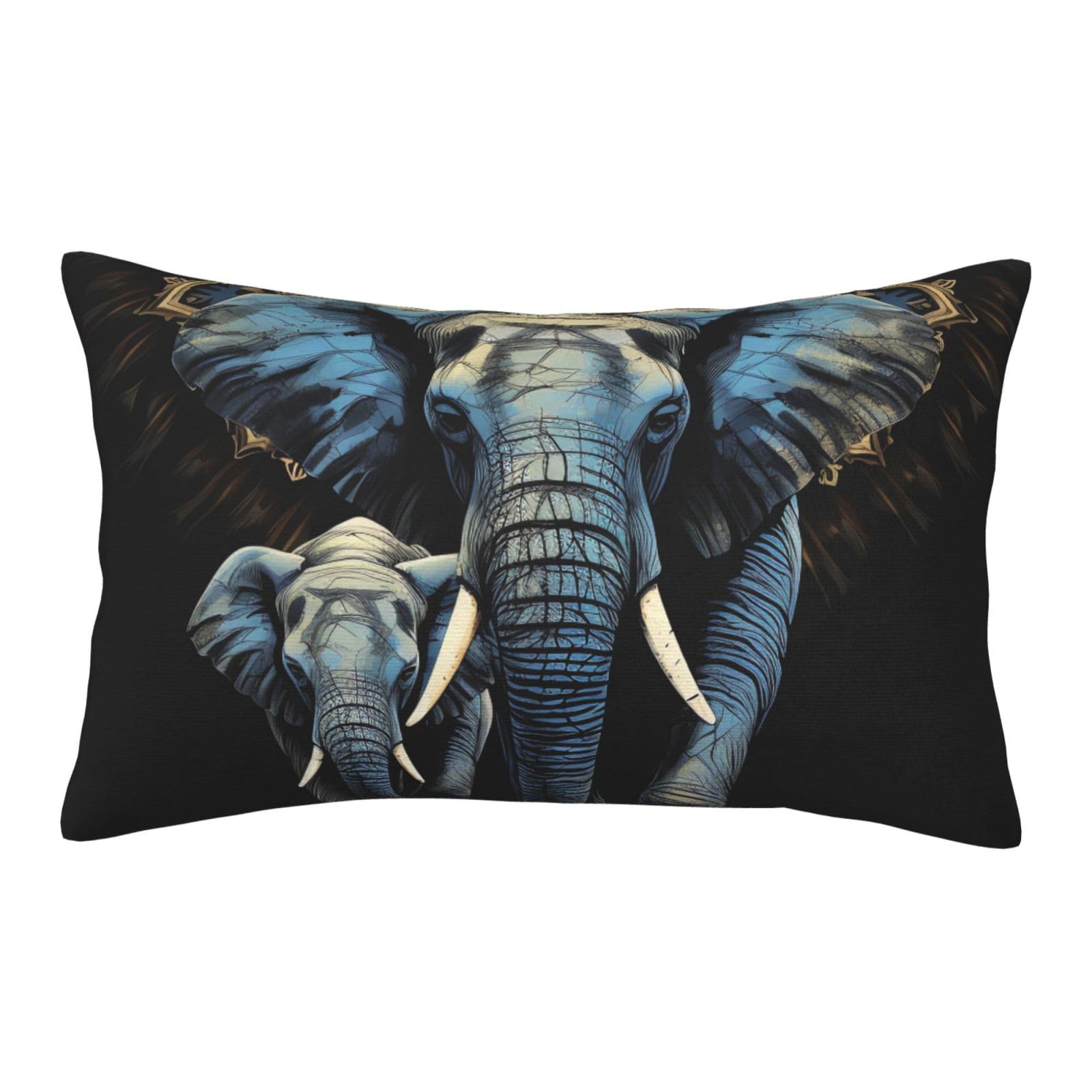 Velvet Pillowcases 16"x24" Ultra Soft Breathable Pillow Cases, Luxury Fuzzy Throw Pillow Covers with Zipper, Two Elephants Pillow Shams All Seasons Decorative Cushion Cases for Couch