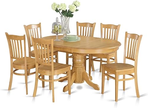 Miniatura 9 de East West Furniture AVGR5-OAK-W - Juego de mesa de comedor de 5 piezas incluye una mesa de cocina ovalada con hojas de mariposa y 4 sillas de
