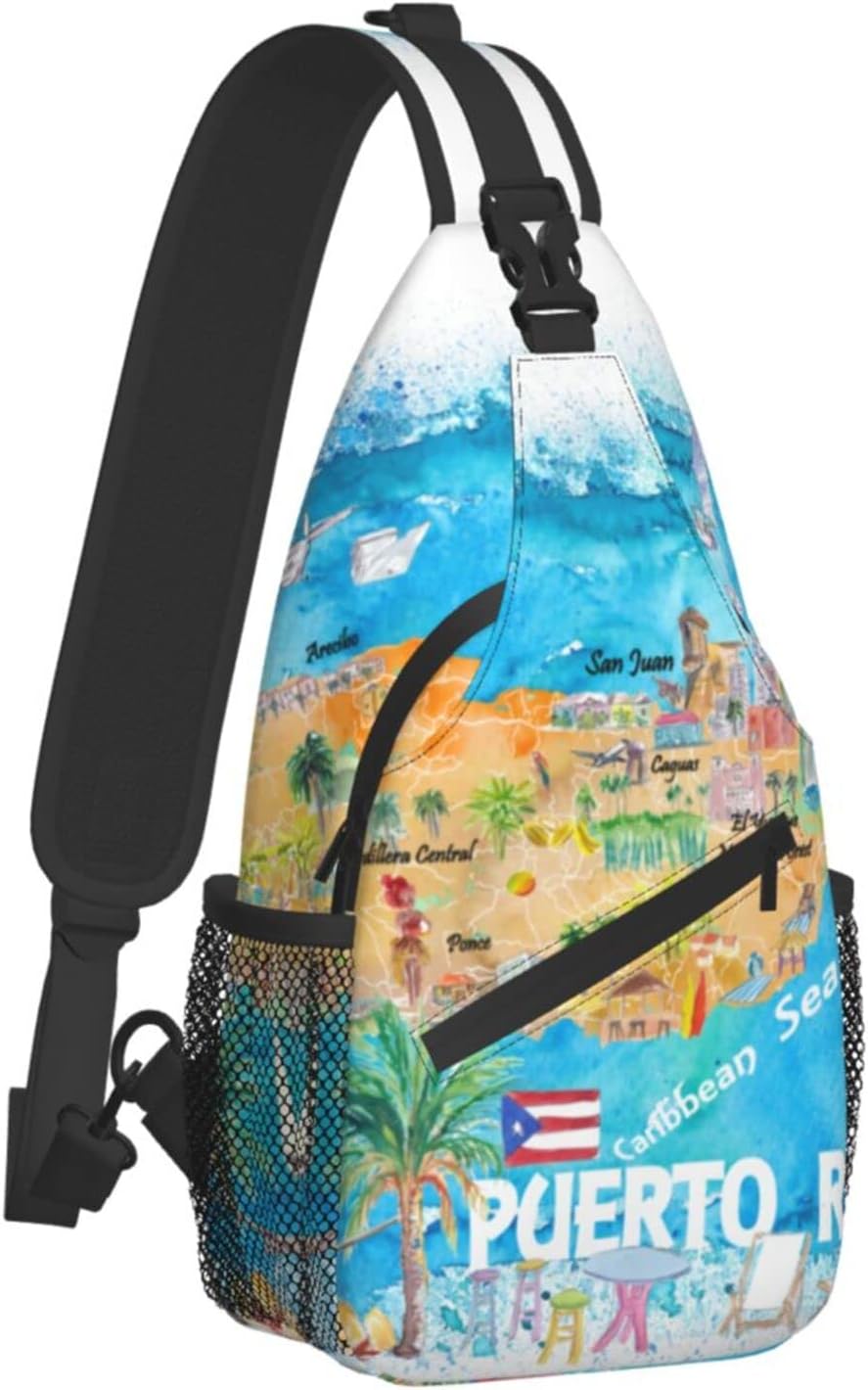 Puerto Rico Rican Flag Sling bag/Crossbody Backpack/Puerto Rican Shoulder Bag for Men For Women, Travel, Hiking, Work - Image 2