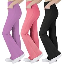 BIG ELEPHANT Girls Flare Leggings with Pockets, High Waisted Bootcut Pants for Kids, Casual Yoga-Style Bell Bottom
