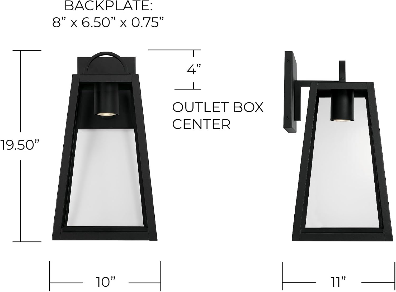 Capital Lighting 943712BK-GL Leighton Wet Rated Minimal Emissions Design Clear Glass Outdoor LED Wall Lantern, 1-Light 7 Watt, 20" H x 10" W, Black