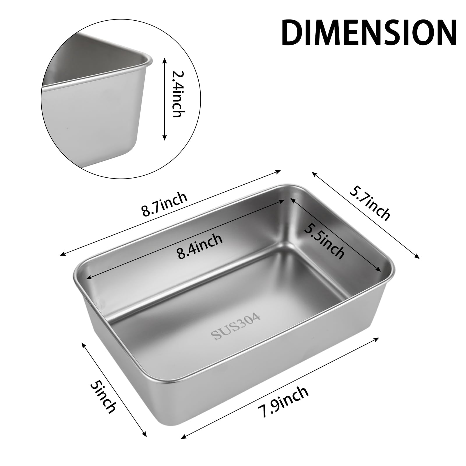 AKOLAFE 12 Stück Edelstahl-Kastenform 21,6 x 14,9 cm, Bananenbrotform für hausgemachte Brot, Kastenform zum Backen von Brot, Sauerteig, Brot, Backform, Metall, Sandwich, Brot, Pfannen für Hackbraten